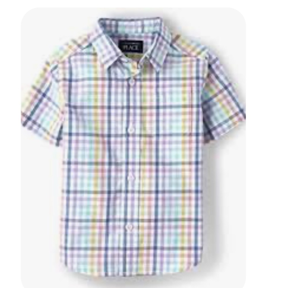 The Childrens Place NWT Boys Multi Color Plaid Shirt Sz Adult Sm Preppy Cotton
